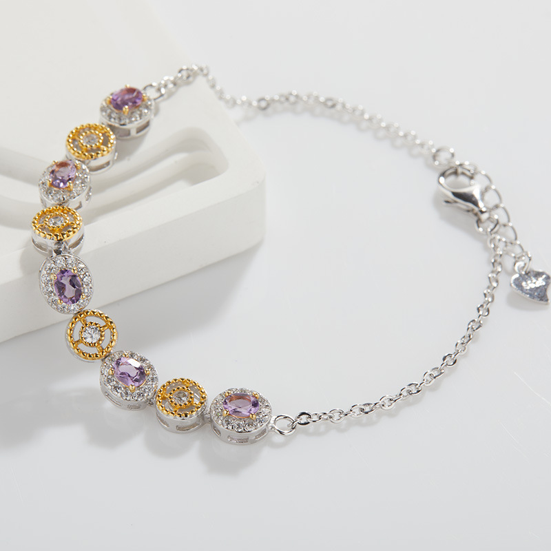 All Seasons Season 925 Sterling Silver Crystal Garnet Geometric Bracelets