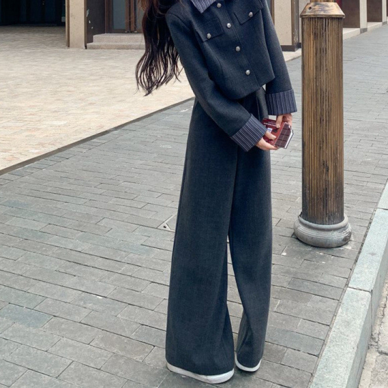 韩系灰色西装套装女春季流行盐系又a又飒ootd西服两件套穿搭爆款|undefined