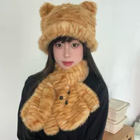 Комплект шарф и шапка Pooh для младших классов: утепленный мультяшный набор с защитой шеи, толстый
