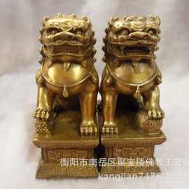 铜狮子摆件一对 铜狮子用品 狮子工艺品