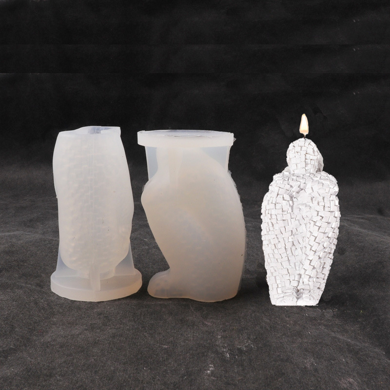 Meditación cuerpo molde mosaico pensador retrato vela molde de silicona decoración de personajes molde de fondant