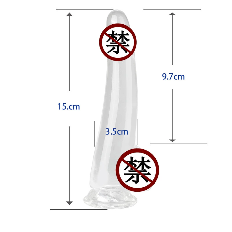 Transparent Crystal Simulation Dildo Anal Plug, Smooth Surface, Suction-Base, Sizes S–XXL