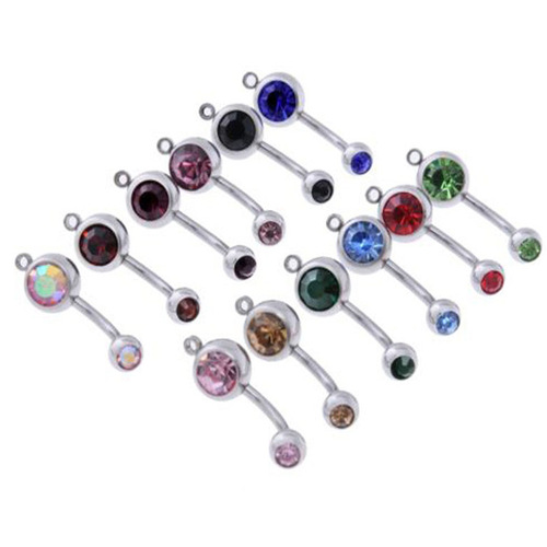 Amazon ebay double diamond simple navel ring navel ring navel button accessory piercing body jewelry
