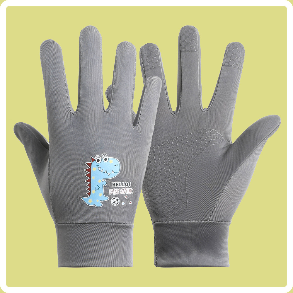 Guantes finos para niños, de secado rápido, transpirable, antideslizante, alta elasticidad, primavera, otoño, verano, ciclismo, montañismo, protección solar, guantes de seda de hielo de cinco dedos
