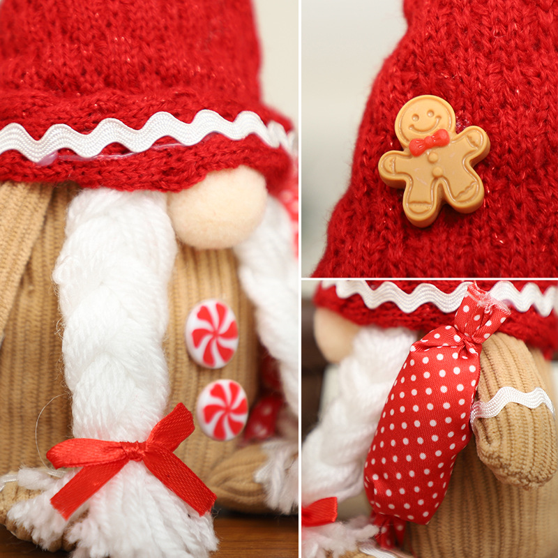 Cross-border popular decoração de natal suprimentos velho sem rosto ornamentos homem de gengibre dos desenhos animados anão armário boneca janela