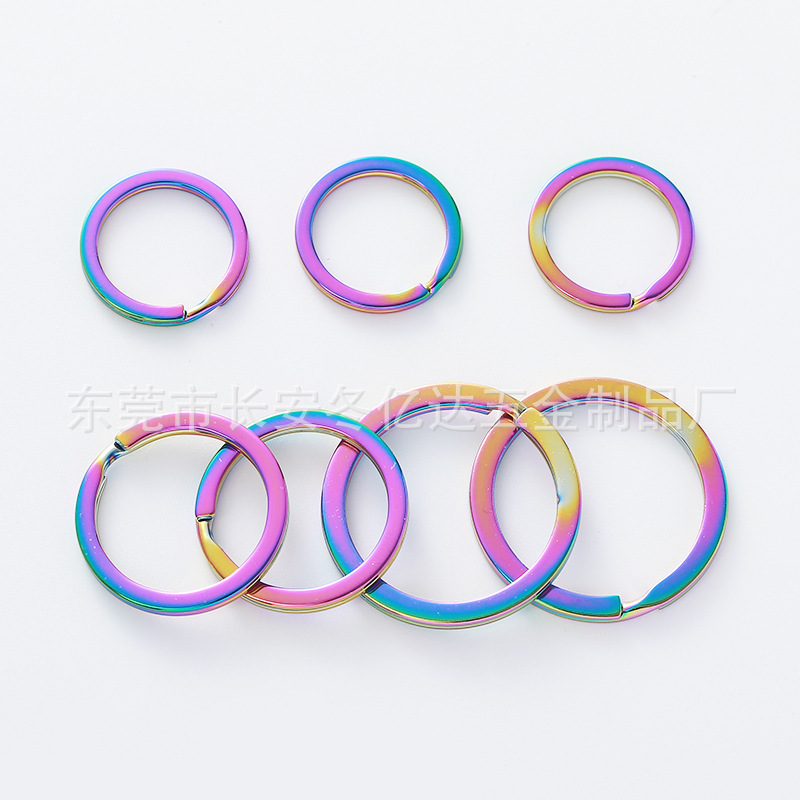Manufacturer Wholesale Vacuum Electroplating Colorful Key Ring Wholesale Flat Ring DIY Key Chain Ring Pendant Key Chain Accessories