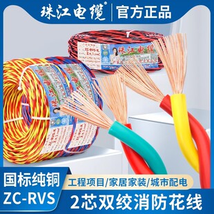 National Standard Zhujiang Cable Rvs Fireproof Twisted Pair Wire 1.5 2.5 Square Electric Vehicle Charging Household Power Soft Wire