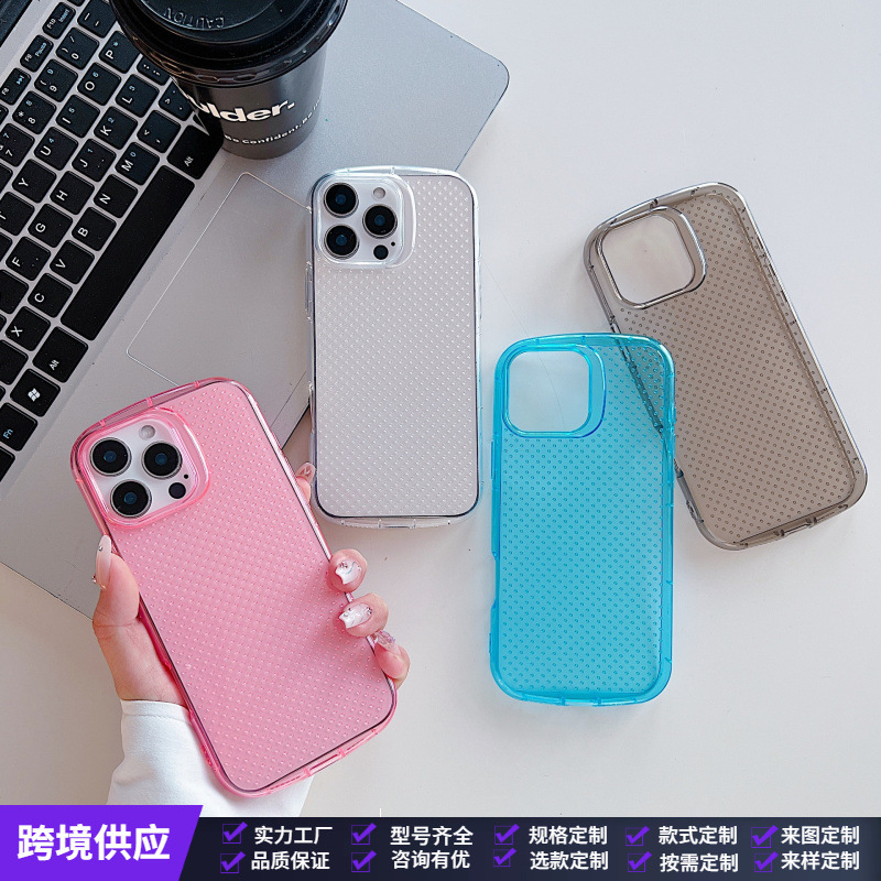 Air Cushion Polka Dot Cooling Shell Suitable for Iphone17Promax Pure Color Anti-Fall 16Plus Apple 14 Protective Case 15