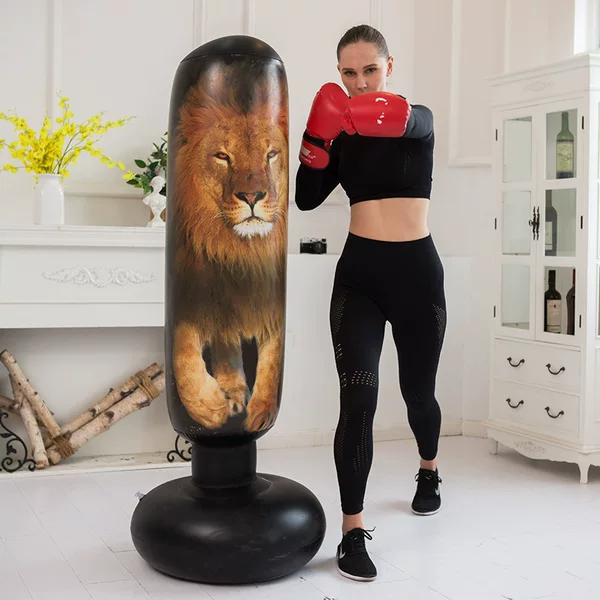 3D Lion Print Boxing Column Pvc Inflatable Boxing Equipment Children's Stress Relief Fitness Punching Target Photography Gift