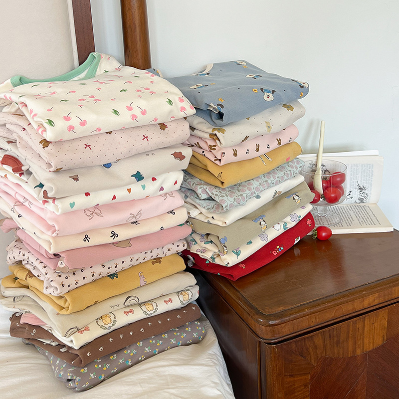 Aimobeibei Autumn and Winter Cartoon Loungewear Is a Popular Hit~ Class a Pure Cotton 280g Wool Stretch Pajama Set