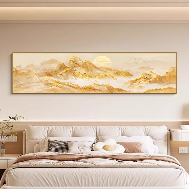 新款日照金山沙发背景墙装饰画背靠金山客厅壁画夫妻主卧床头挂画|undefined