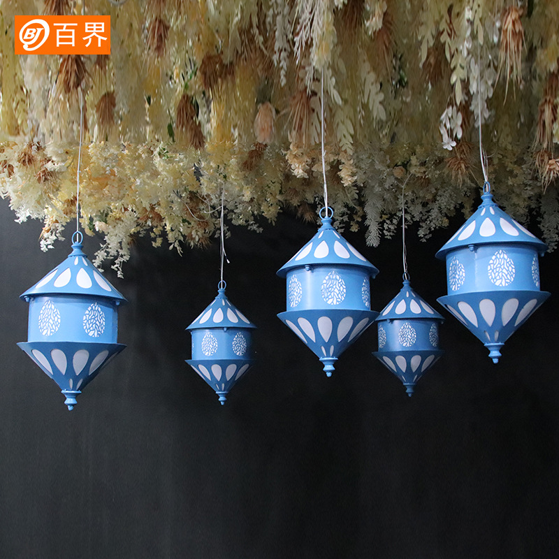 百界新款铁艺道具吊顶装饰挂件灯婚礼堂海洋星空系婚礼空中升降灯