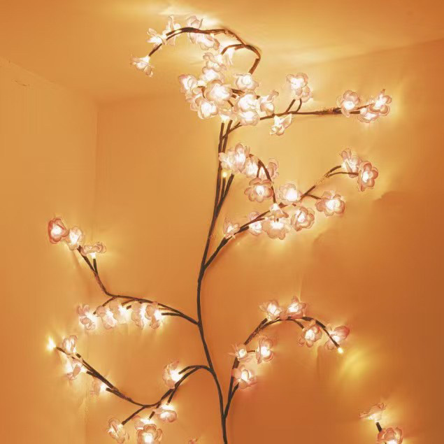 新しいクロスボーダーLEDブランチライト籐ランプ桜の雰囲気インテリア装飾スタイリングランプ曲げ可能な雰囲気ライトカラー|undefined