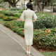 8946 cheongsam modified elegant girl's long green elegant retro National style spring and summer cheongsam dress
