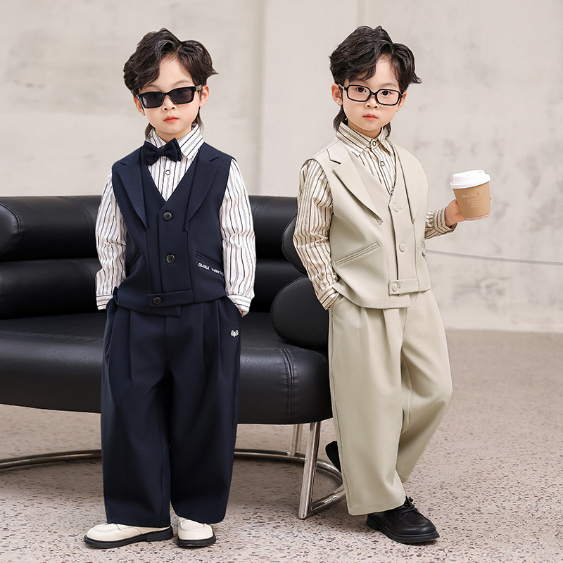 Children's Suits and Formal Wear, New British Style Boys' Vest Suits, Host Speech Attire, Flower Boy Stage Performance Outfit