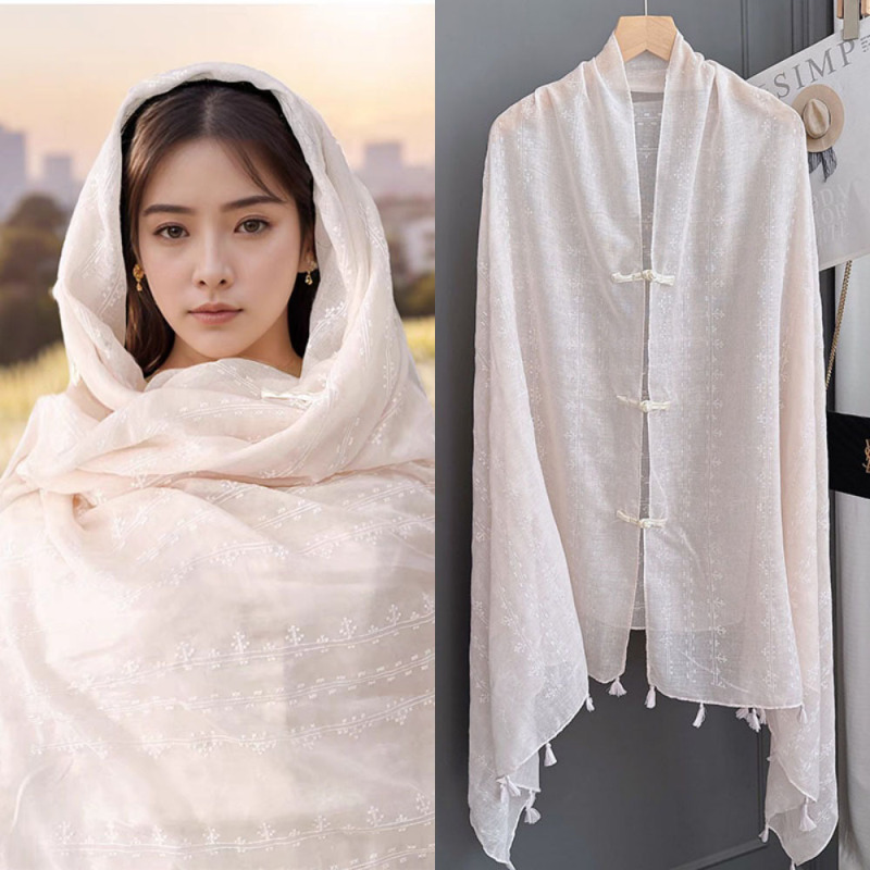 Ethnic Style Embroidered Flower Button Cardigan Women's Cotton Blended Pastoral Long Decorative Travel Shawl Soft Loose Ethnic Style Embroidered Flower Button Cardigan Women's Cotton Blended Pastoral Long Decorative Travel Shawl Soft Loose