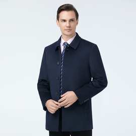 专柜羊毛大衣男2025中老年秋冬季羊毛夹克大衣商务休闲领导爸爸装