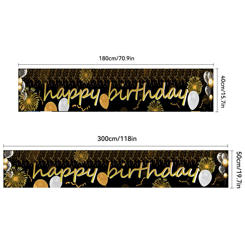 跨境新款生日横幅涤纶派对道具气球场景装饰布置生日挂布背景布|undefined