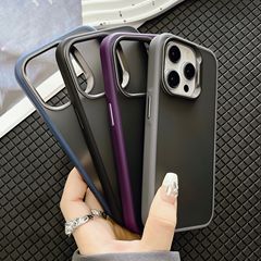 高端名匠膚感金屬鏡框保護套適用iphone15promax蘋果43磨砂手機殼