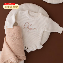 Etsy刺绣定制字母婴儿连体服跨境专供毛衣哈衣男女宝宝儿童爬爬服