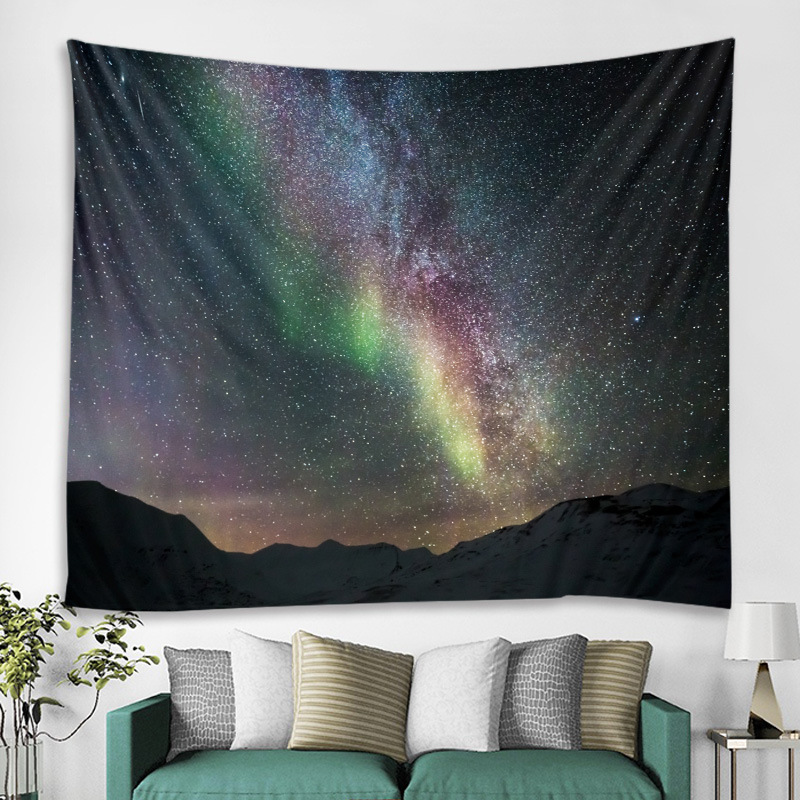 星空夜景 极光夜空家居 客厅 装饰背景布挂毯壁挂厂家货源