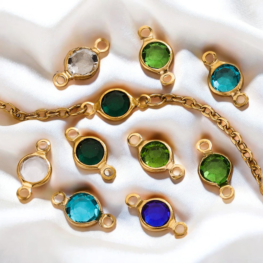 Accesorios redondos de acero inoxidable de color simple conector de cristal DIY joyería cadena collar de pulsera redonda