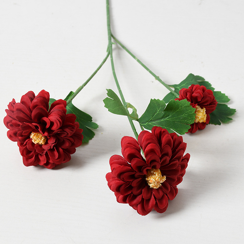 Vino rojo serie tema flor artificial boda Hotel diseño Flor de plomo arreglo Rosa flor falsa material decoración del hogar al por mayor