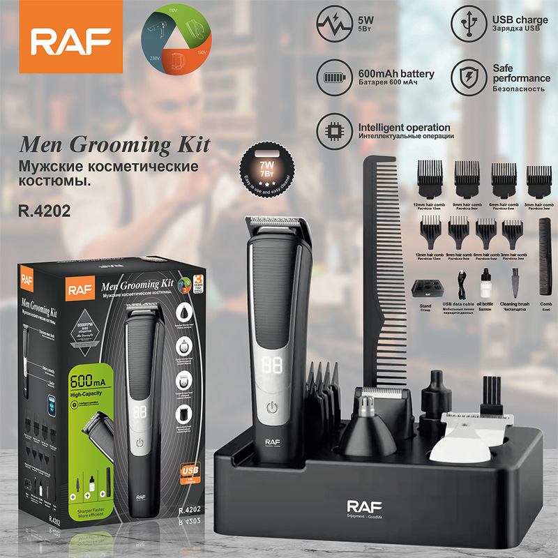 RAF European standard cross-border razor men's daily necessities suit charging hair clipper razor usb R.4202