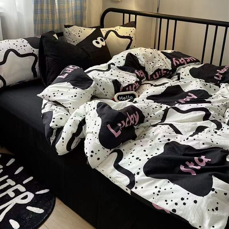 Ins-Style Cream Starfish Four-Piece Bedding Set Student Dormitory Quilt Cover Bed Sheet Simple Cartoon Bedding