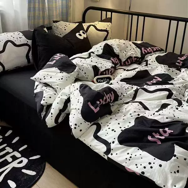 Ins-Style Cream Starfish Four-Piece Bedding Set Student Dormitory Quilt Cover Bed Sheet Simple Cartoon Bedding