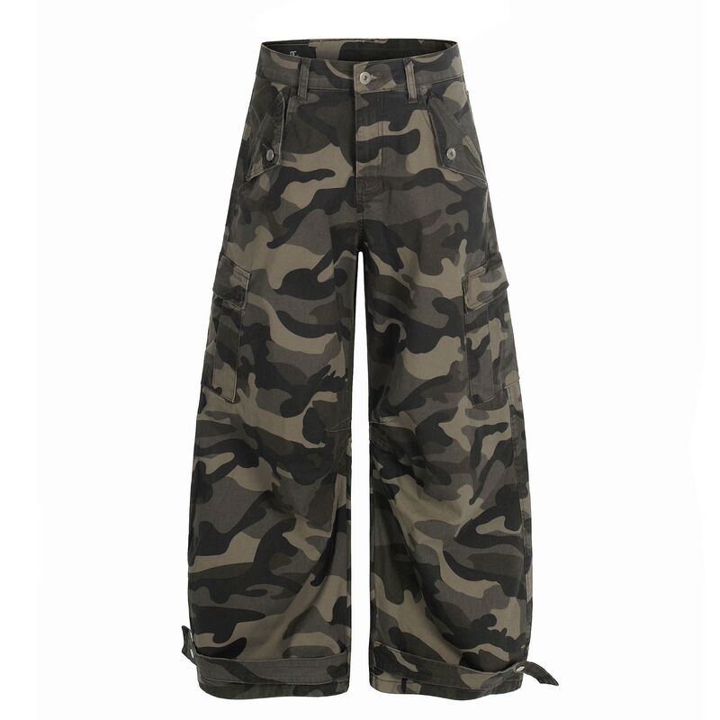 Z053 American High Street Style Unisex High-End Street Fashion Retro Outdoor Camouflage Design Men's Loose-Fitting Scimitar Work Pants Z053 American High Street Style Unisex High-End Street Fashion Retro Outdoor Camouflage Design Men's Loose-Fitting Scimitar Work Pants
