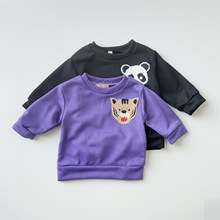 日单新品童装110-130婴儿中小童男孩刺绣上衣卫衣秋季套头圆领休