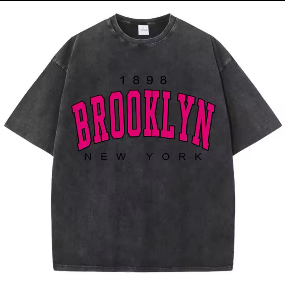 Europa y América hiphop marca de moda hacer vieja camiseta de manga corta de mujer grande suelta oversize lavado impresa blusa de algodón