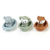 색상 상자에 배 3마리 + 동물 3마리(코끼리 + 원숭이 + 여우)