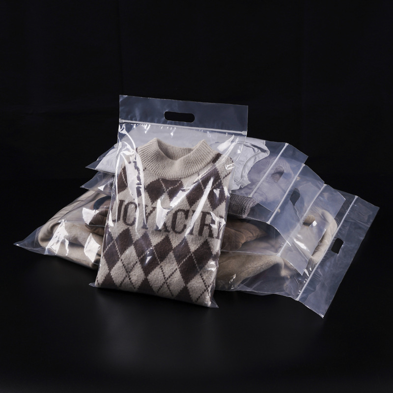 现货透明服装pe包装袋手提贴骨袋塑料手提密封自封袋批发可印logo|undefined