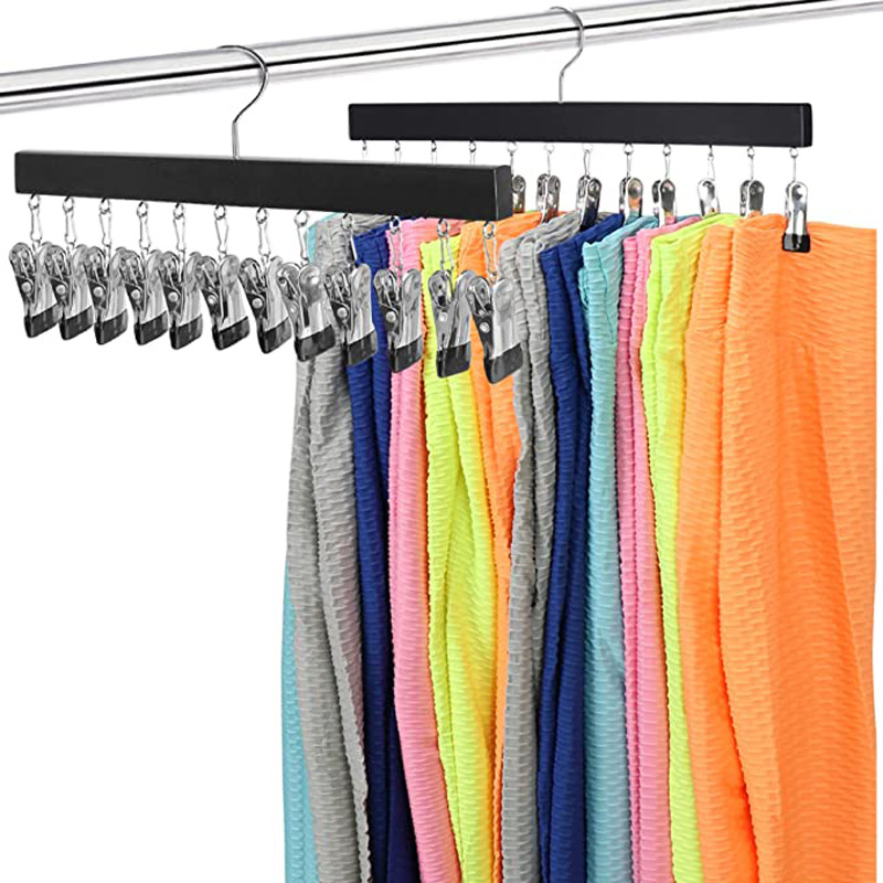 Red de celebridades de la red 12 clips 8 ganchos percha multifunción ropa interior chaleco camisola correa colgante de madera maciza almacenamiento colgante de ropa uno múltiples ganchos