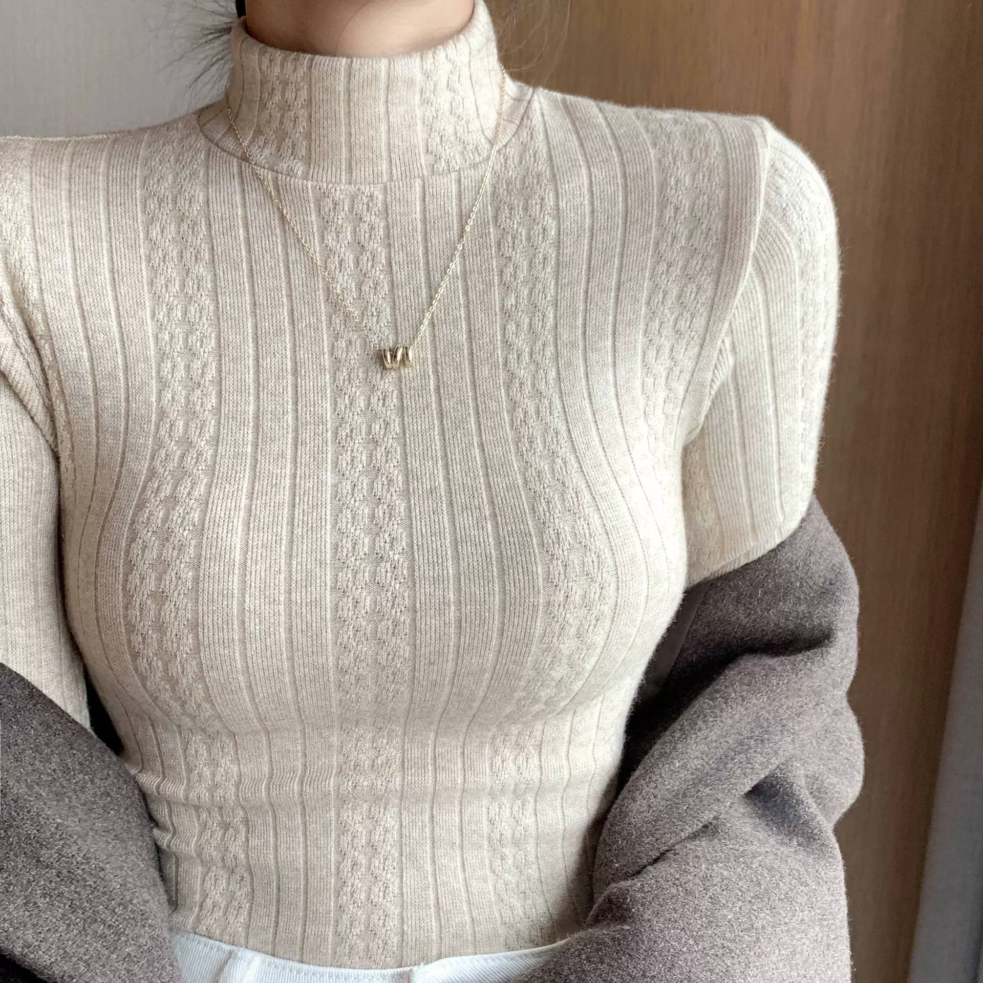 H332半高领打底衫女秋冬洋气内搭毛衣修身长袖中领保暖针织衫上衣