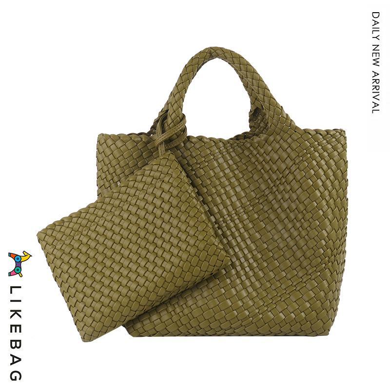 Bolso de mano de viajero de negocios transfronterizo bolso de mano de gran capacidad tejido PU 2022 nueva moda casual tejida Madre y niño bolsa