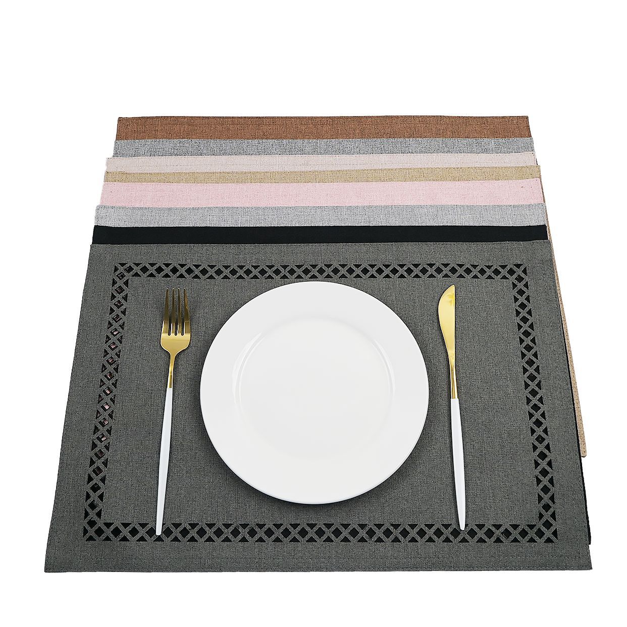 Nuevo alfombra de lino hueco cojín de tela de doble capa lavable antideslizante aislamiento térmico cojín de mesa cojín de taza cojín de hotel