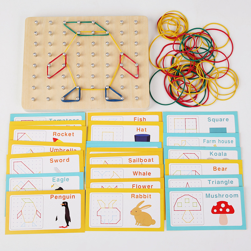De madera de los niños educación temprana montessori forma geométrica creativa tablero de uñas material didáctico kindergarten bebé juguetes educativos