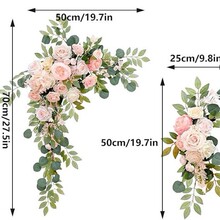 两件套拱门花迎宾区婚庆拱形门装饰仿真花牛角门仿真园艺喜庆