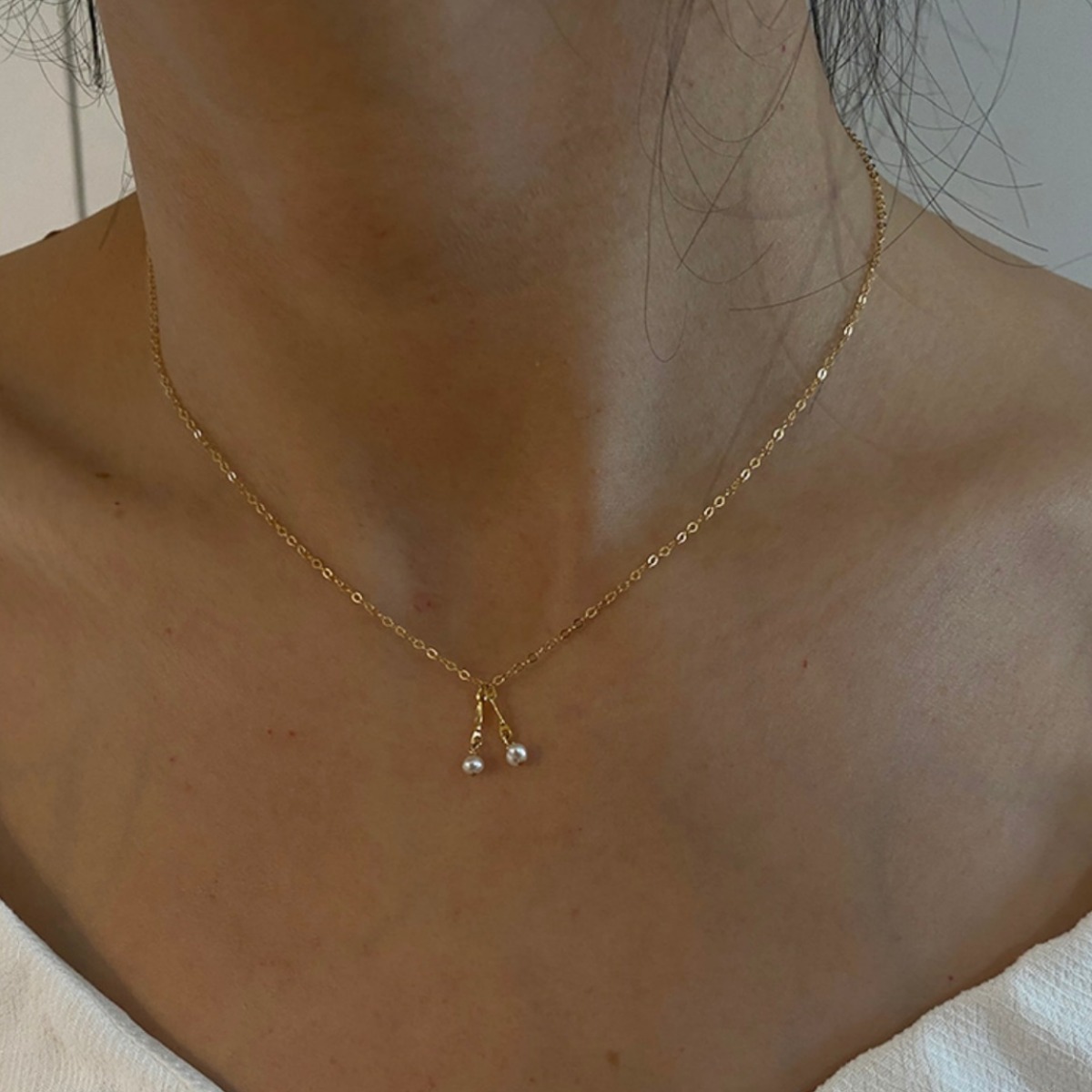 Colar de pérolas magnético de luxo para mulher choker elegante_voghion.com