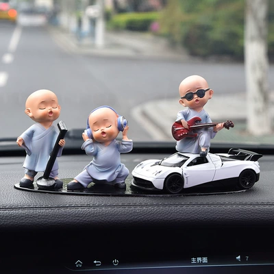 Little Monk Decoration Supplies, Car ornaments - band-little-monk-white-sports-car-small-oval-pad