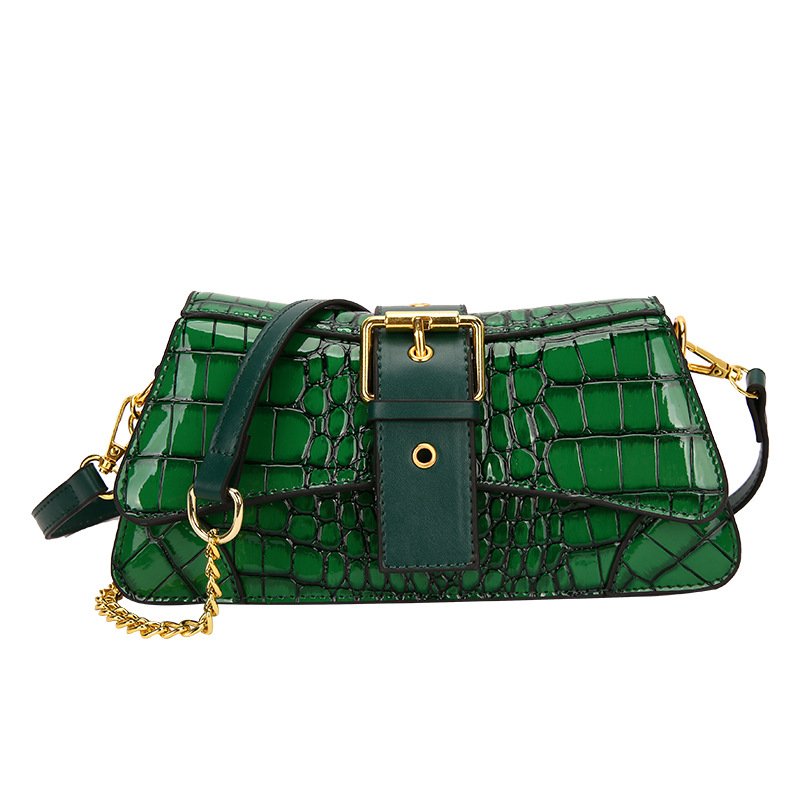 Bolso de la axila retro estilo de Hong Kong 2023 Verano nueva bolsa de la cadena transfronteriza textura hombro patrón de cocodrilo bolsa de mensajero de las mujeres