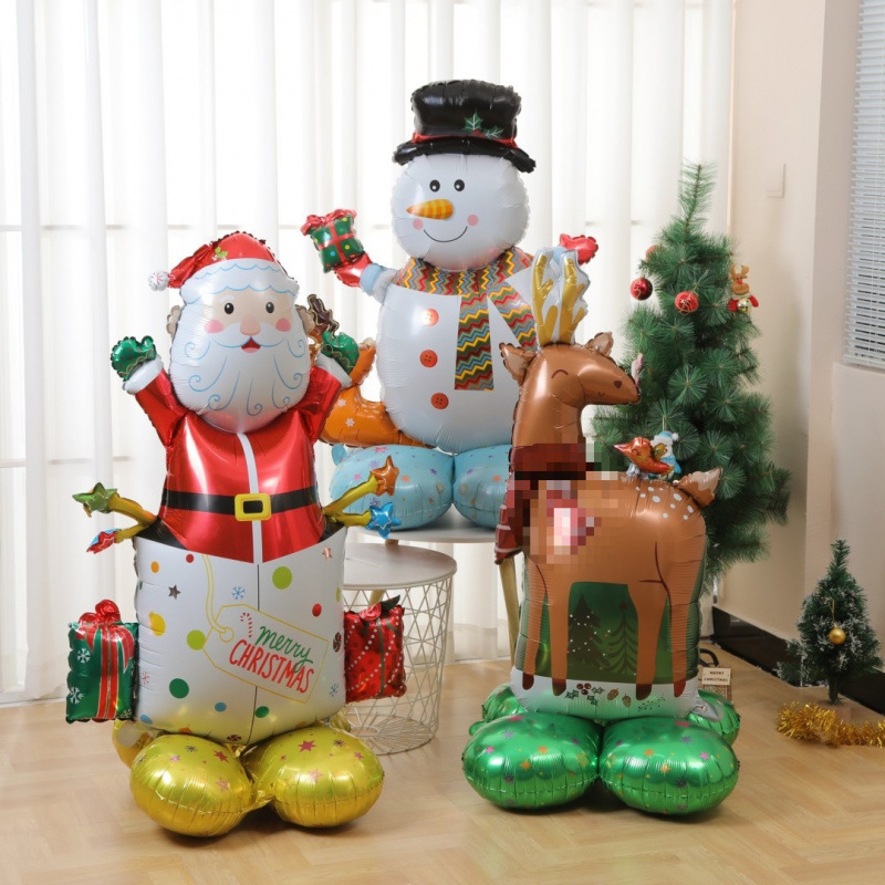 Decoración de Navidad gran base árbol de Navidad árbol anciano alce muñeca de nieve estereoscópica diseño de jardín de infantes de globos