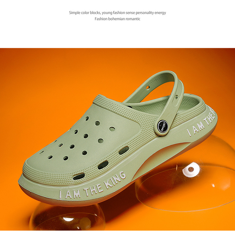 Loch Schuhe Herren Sommer Neue Dicke Sohlen Oberbekleidung Baotou Hausschuhe Rutschfeste Herren Sandalen Strandschuhe Sandale_voghion.com