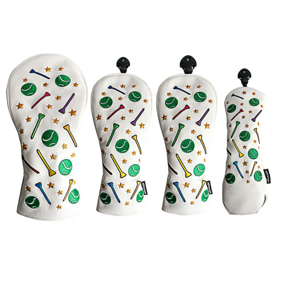 New Golf Club Cap Cover Exquisite Embroidered Wooden Pole Cover Interior fleece-lined Protective Cover Cross-border Hot Sale Three-color