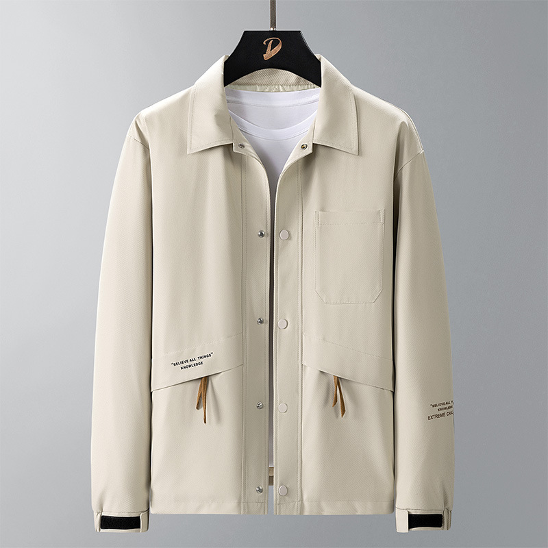 Men's Clothing autumn new men's jacket business casual lapel large pockets solid color printing men_voghion.com