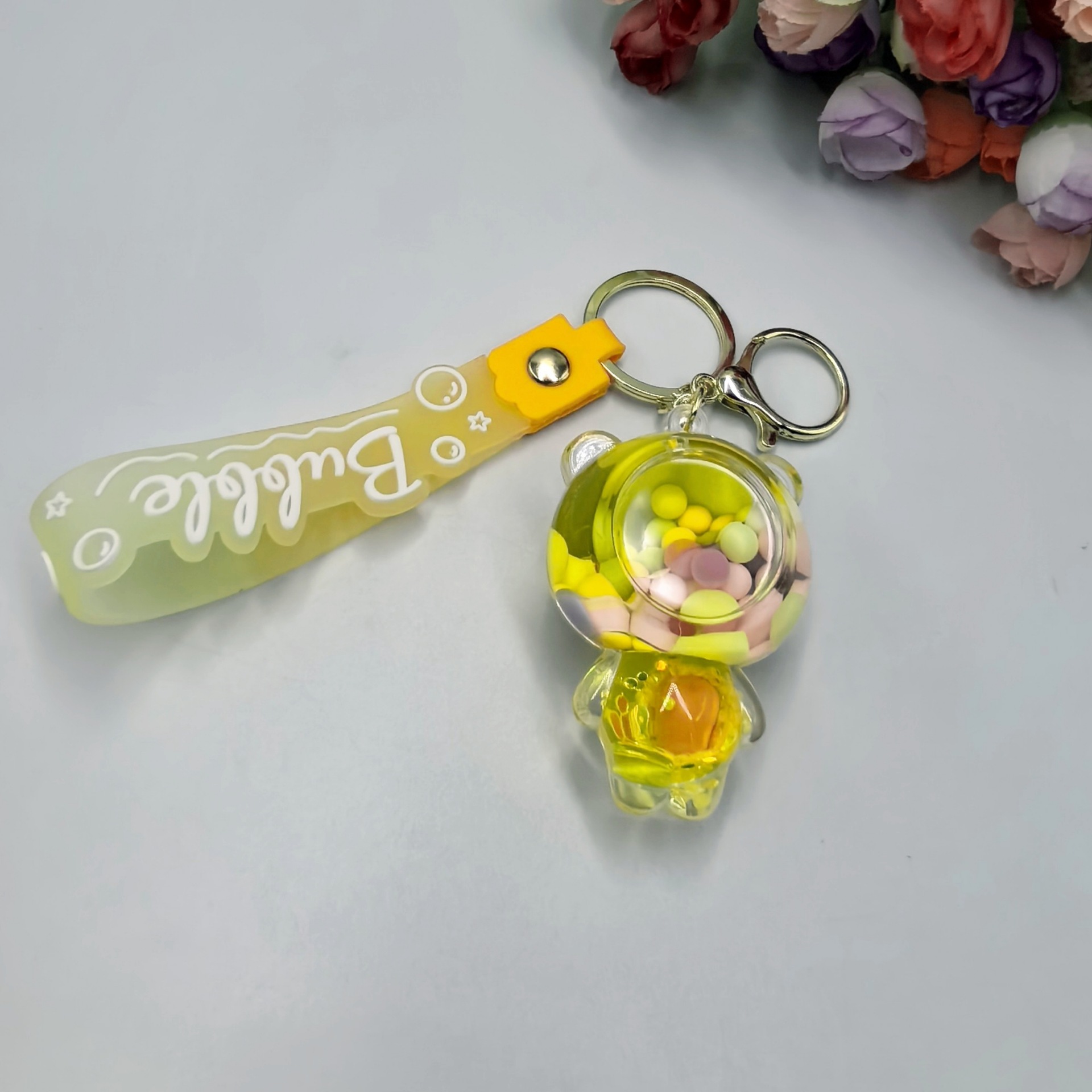 Aceite de soja de azúcar oso acrílico arena flotante colgante llavero de moda boutique colgante bolso creativo colgante