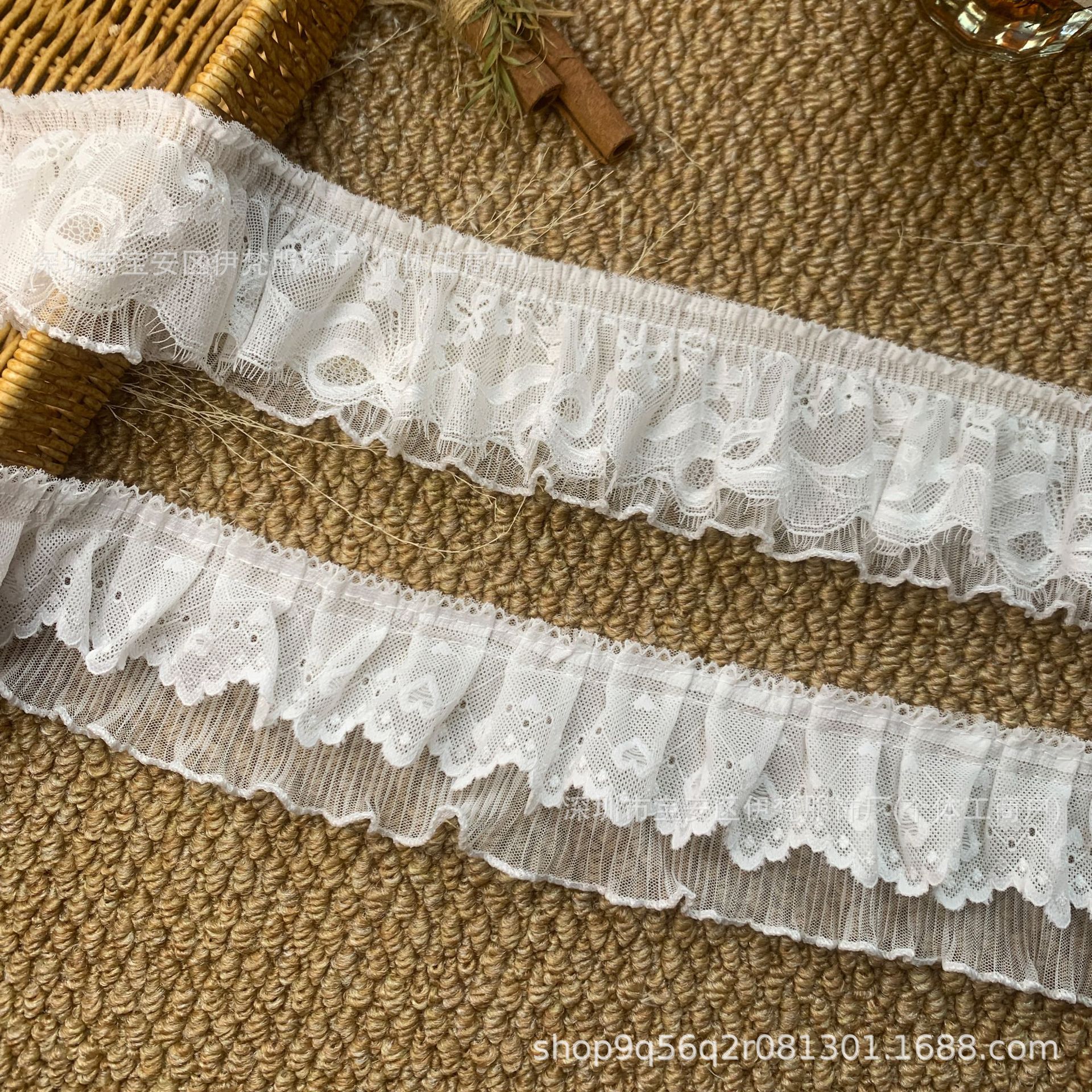 厂家新款双层褶皱软纱蕾丝花边辅料娃衣diy手作裙摆服饰家居宠物